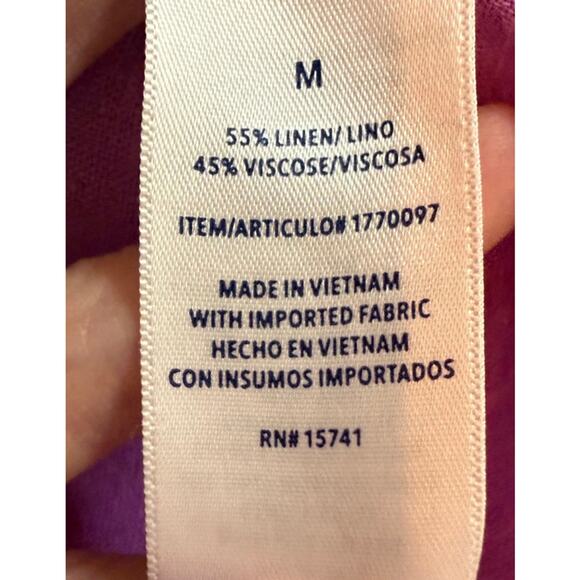 Splendid Purple Lilac Linen Blend V Neck Cap Sleeve Boho Casual Oversized Top M - Picture 4 of 8